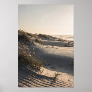 Inkt en warme linnen duinen kustwandkunst poster