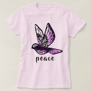  inkt en Waterverf Dove met vredesteken T-shirt