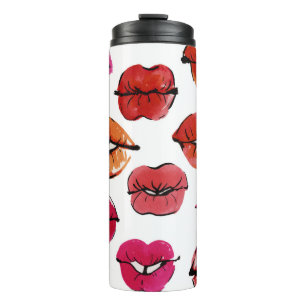 Inkt en waterverf lippen set thermosbeker