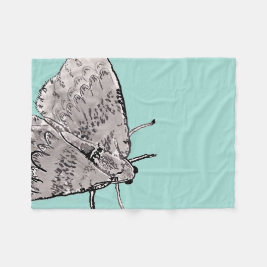 Inkt en Waterverf Moth Fleece Deken (Voorkant (Horizontaal))