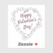 Inkt en Waterverf Twiggy Floral Valentijn Krans Sticker (Vel)