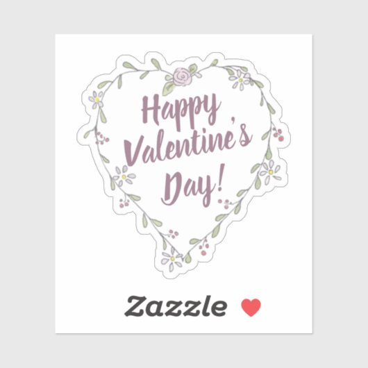 Inkt en Waterverf Twiggy Floral Valentijn Krans Sticker (Vel)