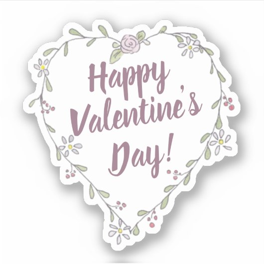 Inkt en Waterverf Twiggy Floral Valentijn Krans Sticker (Voorkant)