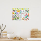 inkt en waterverf van de bloemenwinkel en de katte poster (Keuken)