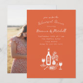 Inkt Fantasievolle Handgetekende Oranje Oefendiner Kaart (Voorkant / Achterkant)