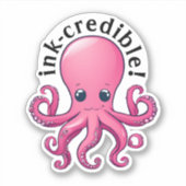 Inkt-geloofwaardige Roze Octopus Waterdicht Sticker (Voorkant)