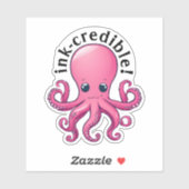 Inkt-geloofwaardige Roze Octopus Waterdicht Sticker (Vel)