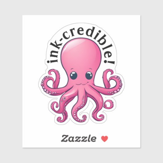 Inkt-geloofwaardige Roze Octopus Waterdicht Sticker (Vel)