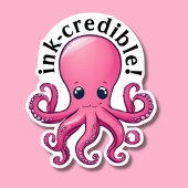 Inkt-geloofwaardige Roze Octopus Waterdicht Sticker