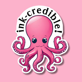 Inkt-geloofwaardige Roze Octopus Waterdicht Sticker