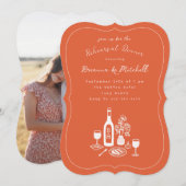 Inkt grillig handgetekende Oranje repetitiediner Kaart (Voorkant / Achterkant)