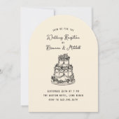 Inkt grillige hand getrokken taart bruiloft recept kaart (Voorkant)