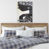 Inkt hand getrokken Zwart-wit Afrikaanse Vrouw Canvas Afdruk (Insitu (Slaapkamer))