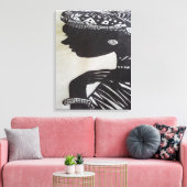 Inkt hand getrokken Zwart-wit Afrikaanse Vrouw Canvas Afdruk (Insitu (Woonkamer))
