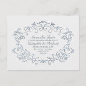 Inkt handgetekende bloemen Save the date Aankondigingskaart (Voorkant)