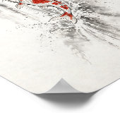 Inkt Koi Vis Springt Waterval Poster (Hoek)