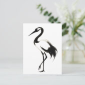 Inkt Kraanvogel Illustratie - Zen Penseelontwerp o Briefkaart (Staand voorkant)