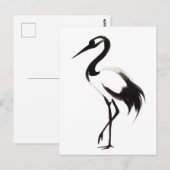 Inkt Kraanvogel Illustratie - Zen Penseelontwerp o Briefkaart (Voorkant / Achterkant)