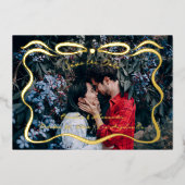 Inkt linten en boog foto folie uitnodiging (Voorkant)