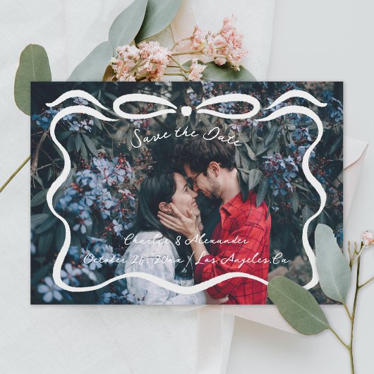 Inkt linten en boog foto save the date