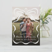 Inkt linten en boog foto save the date (Staand voorkant)