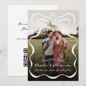 Inkt linten en boog foto save the date (Voorkant / Achterkant)