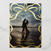 Inkt linten en strikken foto folie uitnodiging (Voorkant)