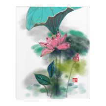 Inkt Lotus Moderne Abstracte Acrylkunst