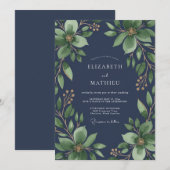Inkt Magnolia Blad Bruiloft Kaart (Voorkant / Achterkant)