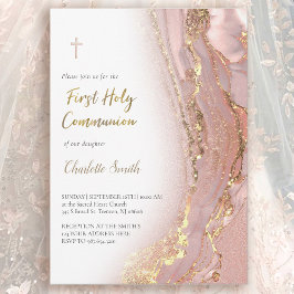 inkt marmer | meisje eerste communie kaart