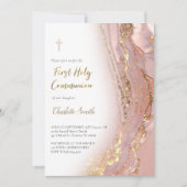 inkt marmer | meisje eerste communie kaart (Voorkant)