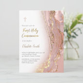 inkt marmer | meisje eerste communie kaart (Staand voorkant)