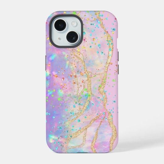 inkt marmer ontwerp iPhone 15 case (Achterkant)