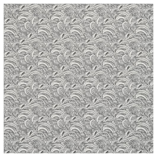 Inkt mono paisley kunstpatroon stof (Swatch)