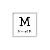 Inkt monogram en naam met afgerond vierkant rubberstempel (Afrduk)