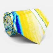 Inkt nr., afbeelding van gele, heldere cyaanvlekke stropdas (Opgerold)