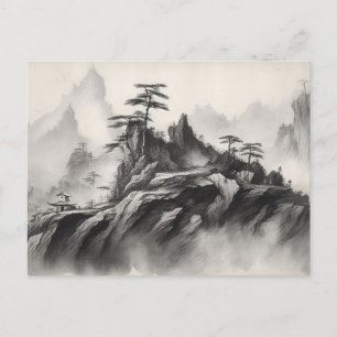 Inkt op papier Landschap Briefkaart