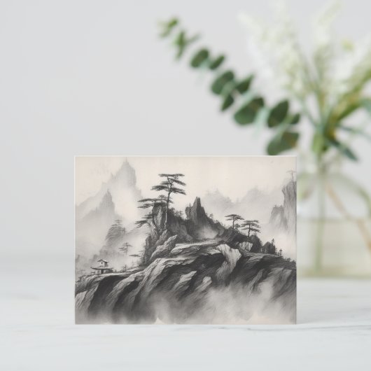 Inkt op papier Landschap Briefkaart (Staand voorkant)