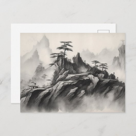 Inkt op papier Landschap Briefkaart (Voorkant / Achterkant)