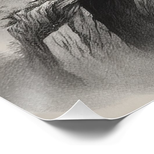 Inkt op papier Landschap Perfect Poster (Hoek)