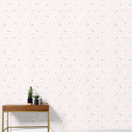🌸 Inkt op witte kersenbloesems tegen een bleke ro Behang