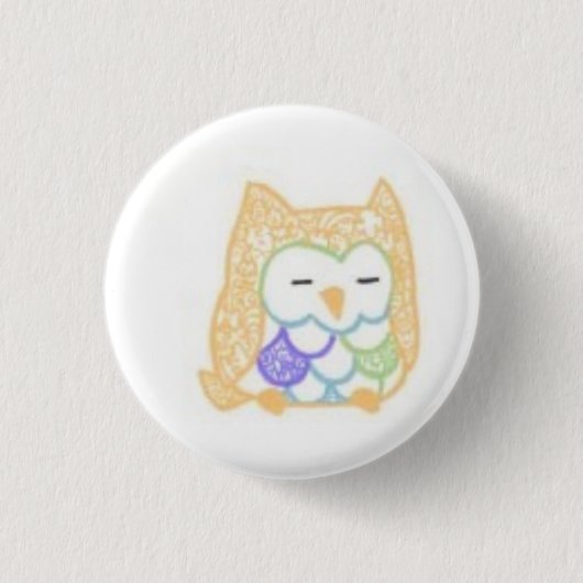 Inkt: Owl (kleur) Ronde Button 3,2 Cm (Voorkant)
