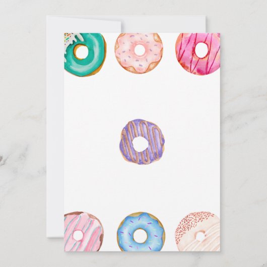 inkt Paars Blauw Donut 1e verjaardag Partij Kaart (Achterkant)