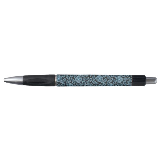 Inkt Pen-Black & Blue Paisley Print Pen (Voorkant)