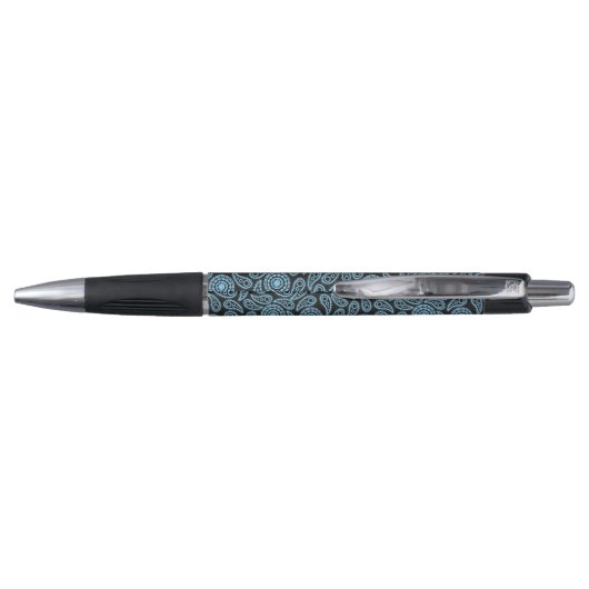 Inkt Pen-Black & Blue Paisley Print Pen (Achterkant)