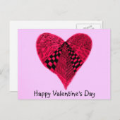 Inkt rode hand getrokken Valentijn Hart Feestdagenkaart (Voorkant / Achterkant)