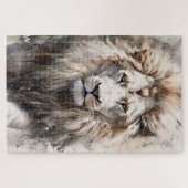 Inkt schilderij leeuw hoofd puzzel (Horizontaal)