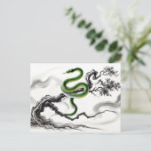 Inkt schilderij Sinuous Snake Coiled on Tree Feestdagenkaart (Staand voorkant)