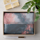 Inkt Schilderij van Bloeiende Bomen en Waterval Tissuepapier (Geschenk)