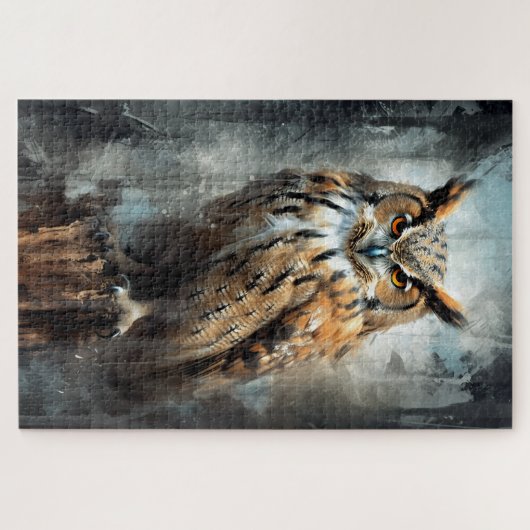 Inkt schilderij van een uil puzzel legpuzzel (Horizontaal)